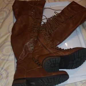 Knee high lace up boots